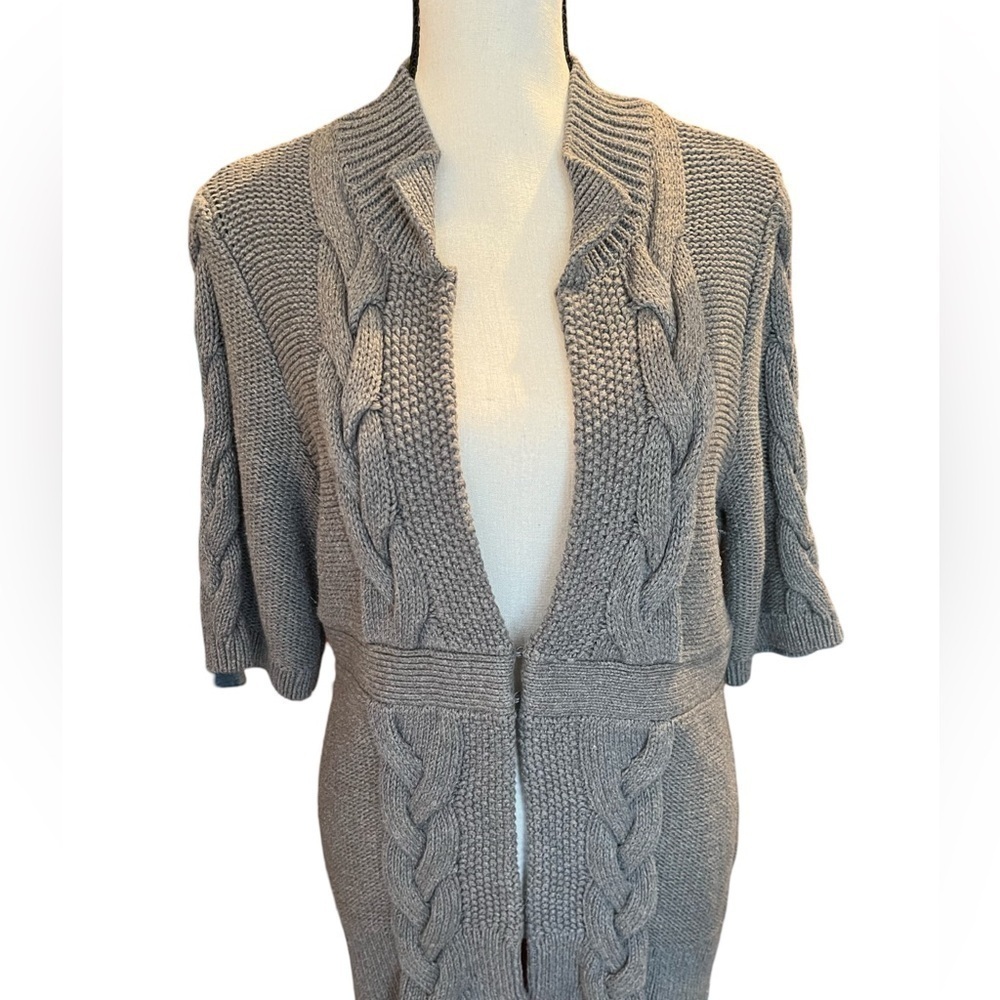 LOFT Gray Cable Knit Cardigan Sweater